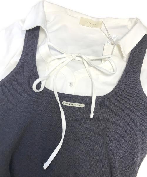 ANDMARY（アンドマリー）ANDMARY (アンドマリー) Carlie logo set up グレー×ホワイト サイズ:Fの古着・服飾アイテム