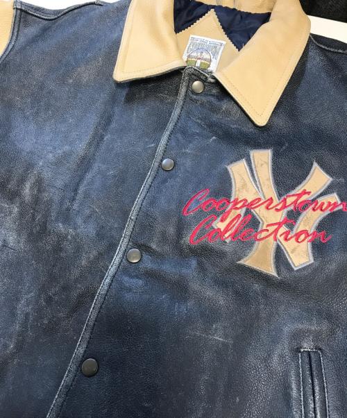STARTER（スターター）STARTER (スターター) オールレザースタジャン ネイビー×ベージュ サイズ:Lの古着・服飾アイテム