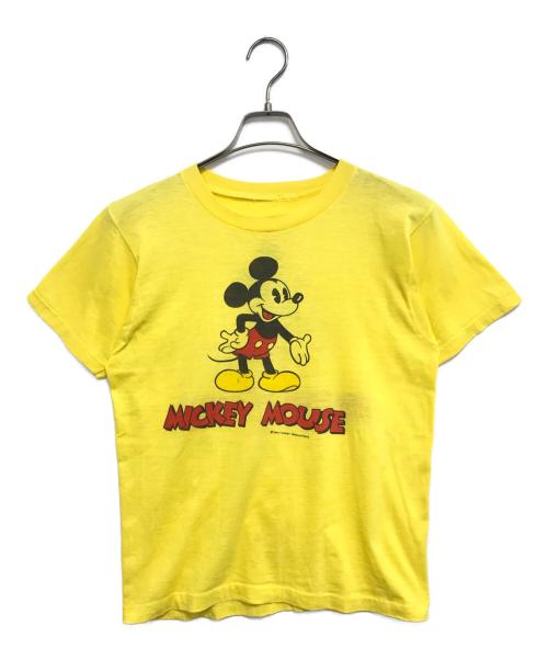 キャラクターTシャツ（キャラクターTシャツ）キャラクターTシャツ (キャラクターTシャツ) Mickey mouse(ミッキーマウス) キャラクターTシャツ イエロー サイズ:表記なしの古着・服飾アイテム