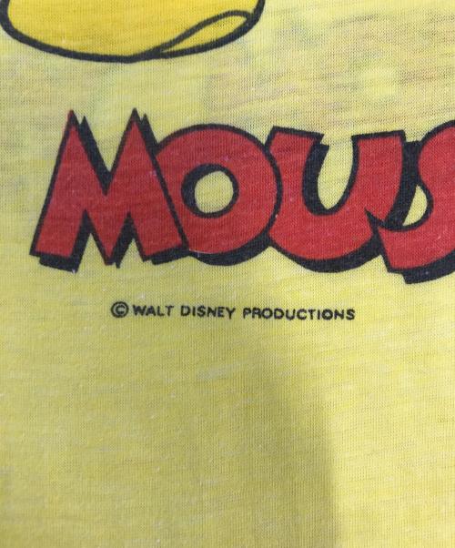 キャラクターTシャツ（キャラクターTシャツ）キャラクターTシャツ (キャラクターTシャツ) Mickey mouse(ミッキーマウス) キャラクターTシャツ イエロー サイズ:表記なしの古着・服飾アイテム