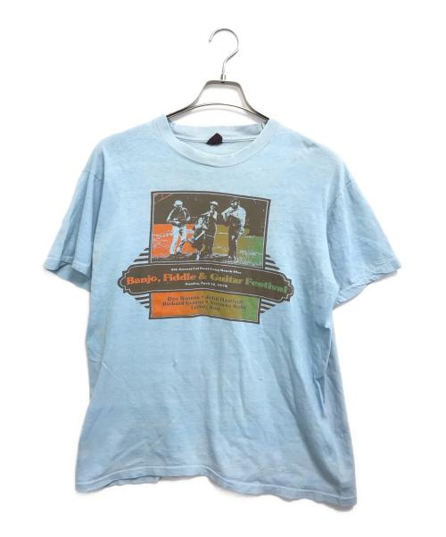 VINTAGE（ヴィンテージ）VINTAGE (ヴィンテージ) 70s banjo fiddle & guitar festival(ンジョー・フィドル・アンド・ギター・フェスティバル)プリントTシャツ スカイブルー サイズ:表記なしの古着・服飾アイテム