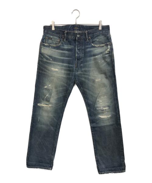 POLO RALPH LAUREN（ポロ・ラルフローレン）POLO RALPH LAUREN (ポロ・ラルフローレン) リペア加工デニムパンツ インディゴ サイズ:32/32の古着・服飾アイテム