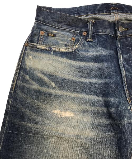 POLO RALPH LAUREN（ポロ・ラルフローレン）POLO RALPH LAUREN (ポロ・ラルフローレン) リペア加工デニムパンツ インディゴ サイズ:32/32の古着・服飾アイテム