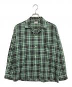 TOWN CRAFTタウンクラフト）の古着「オープンカラーチェックシャツ」｜グリーン