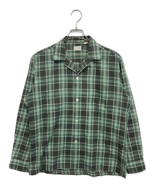 TOWN CRAFT（タウンクラフト）TOWN CRAFT (タウンクラフト) オープンカラーチェックシャツ グリーン サイズ:Mの古着・服飾アイテム