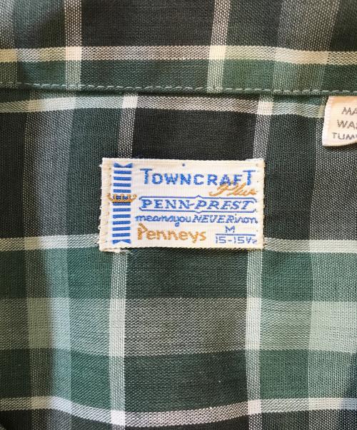 TOWN CRAFT（タウンクラフト）TOWN CRAFT (タウンクラフト) オープンカラーチェックシャツ グリーン サイズ:Mの古着・服飾アイテム