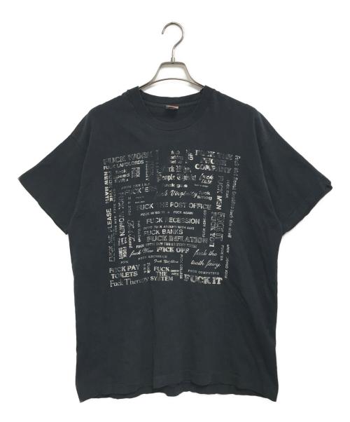 FRUIT OF THE LOOM（フルーツオブザルーム）FRUIT OF THE LOOM (フルーツオブザルーム) メッセージプリントTシャツ ブラック サイズ:XLの古着・服飾アイテム