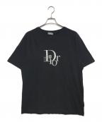 DIOR HOMME×ERLディオール オム×イーアールエル）の古着「ダメージ加工ロゴ刺繍Tシャツ」｜ブラック