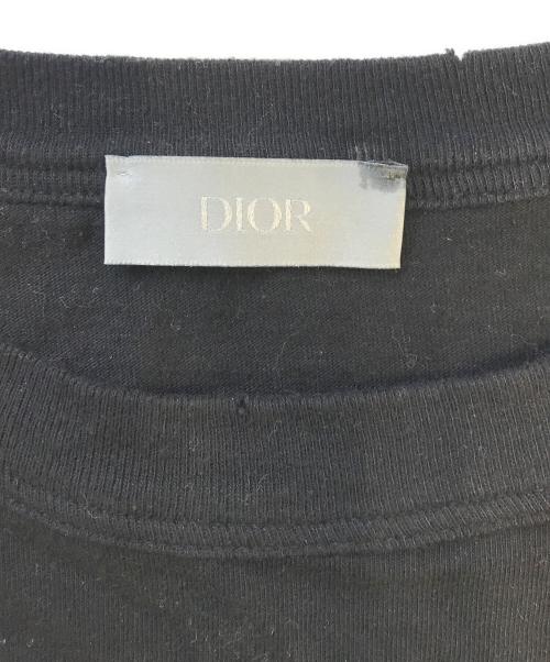 DIOR HOMME（ディオール オム）DIOR HOMME (ディオール オム) ERL (イーアールエル) ダメージ加工ロゴ刺繍Tシャツ ブラック サイズ:Lの古着・服飾アイテム