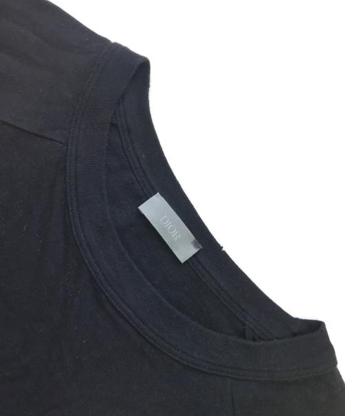 DIOR HOMME（ディオール オム）DIOR HOMME (ディオール オム) ERL (イーアールエル) ダメージ加工ロゴ刺繍Tシャツ ブラック サイズ:Lの古着・服飾アイテム