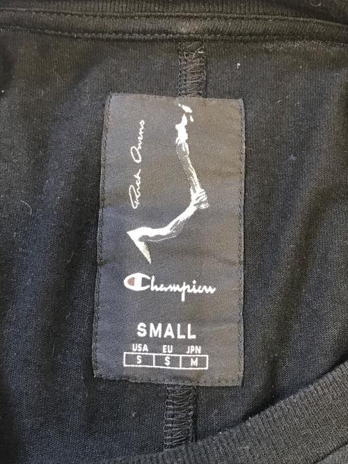 RICK OWENS（リックオウエンス）RICK OWENS (リックオウエンス) Champion (チャンピオン) Tシャツ ブラック サイズ:Sの古着・服飾アイテム