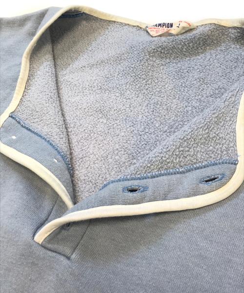 Champion（チャンピオン）Champion (チャンピオン) ヘンリーネック半袖スウェット ブルー サイズ:Lの古着・服飾アイテム