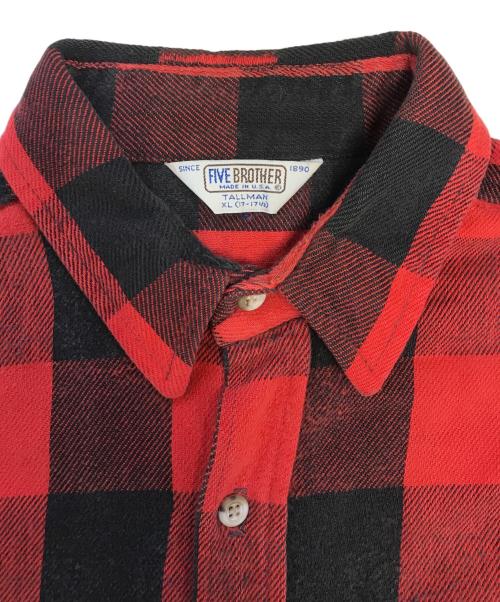 FIVE BROTHER（ファイブブラザー）FIVE BROTHER (ファイブブラザー) ヘビーネルネルシャツ レッド×ブラック サイズ:XLの古着・服飾アイテム