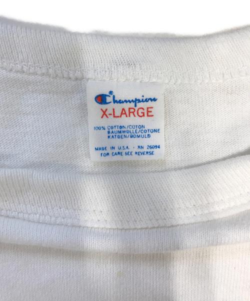 Champion（チャンピオン）Champion (チャンピオン) 染み込みプリントTシャツ ホワイト サイズ:XLの古着・服飾アイテム
