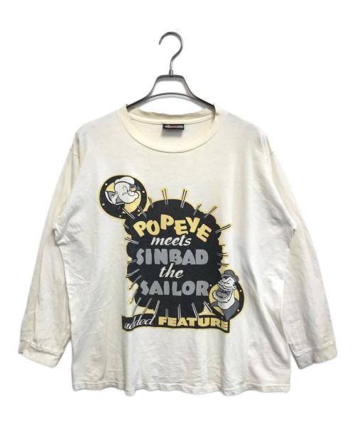キャラクターロングスリーブTシャツ（キャラクターロングスリーブTシャツ）キャラクターロングスリーブTシャツ (キャラクターロングスリーブTシャツ) popeye(ポパイ) キャラクターロングスリーブTシャツ ホワイト サイズ:表記なしの古着・服飾アイテム
