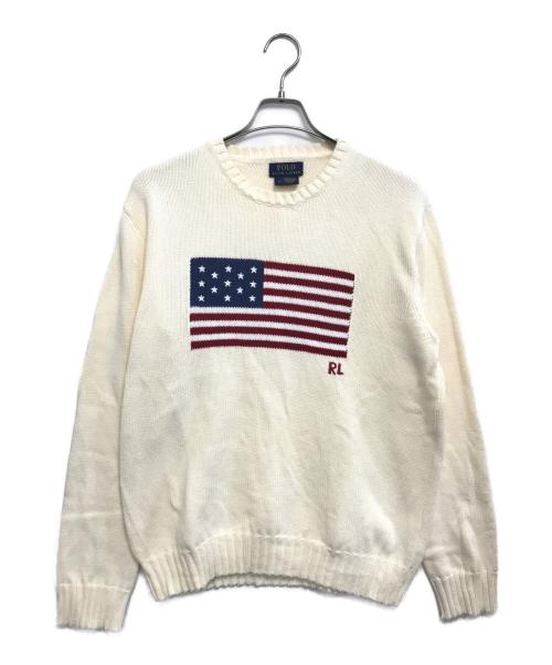 POLO RALPH LAUREN（ポロ・ラルフローレン）POLO RALPH LAUREN (ポロ・ラルフローレン) 星条旗ハンドニット アイボリー サイズ:Mの古着・服飾アイテム