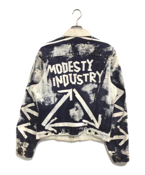 LEVI'S（リーバイス）LEVI'S (リーバイス) MODESTY INDUSTRY (モデスティーインダストリー) カスタムデニムジャケット ネイビー×ホワイト サイズ:42の古着・服飾アイテム