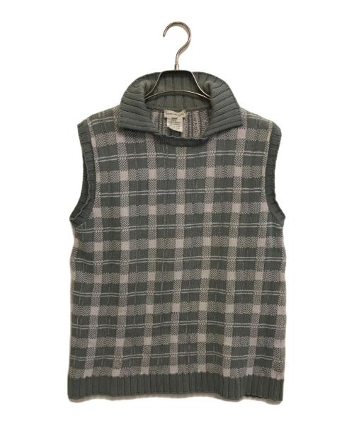 DRIES VAN NOTEN（ドリスヴァンノッテン）DRIES VAN NOTEN (ドリスヴァンノッテン) 襟付きチェックニットベスト グリーン サイズ:Mの古着・服飾アイテム