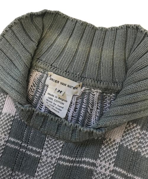 DRIES VAN NOTEN（ドリスヴァンノッテン）DRIES VAN NOTEN (ドリスヴァンノッテン) 襟付きチェックニットベスト グリーン サイズ:Mの古着・服飾アイテム