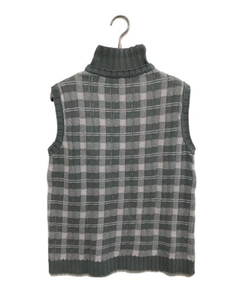 DRIES VAN NOTEN（ドリスヴァンノッテン）DRIES VAN NOTEN (ドリスヴァンノッテン) 襟付きチェックニットベスト グリーン サイズ:Mの古着・服飾アイテム