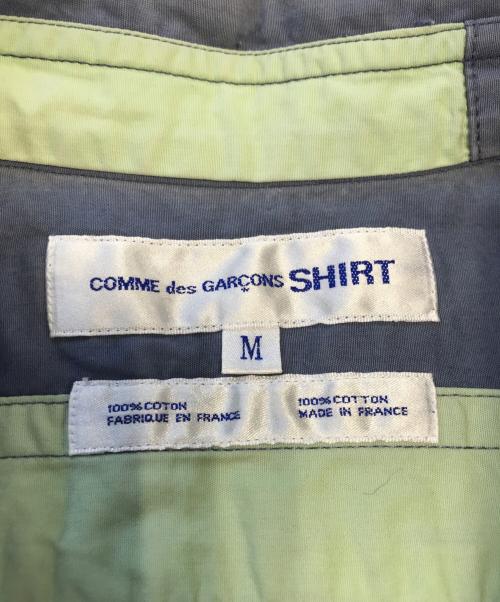 COMME des GARCONS SHIRT（コムデギャルソンシャツ）COMME des GARCONS SHIRT (コムデギャルソンシャツ) 3トーンパッチワークシャツ 黄緑×ネイビー×グレー サイズ:Mの古着・服飾アイテム