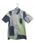 COMME des GARCONS SHIRT（コムデギャルソンシャツ）の古着「3トーンパッチワークシャツ」｜黄緑×ネイビー×グレー