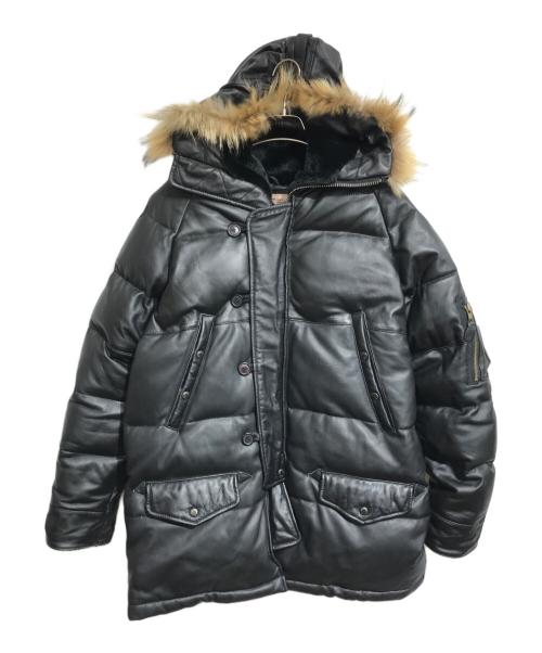 AVIREX（アヴィレックス）AVIREX (アヴィレックス) N-3B レザーダウンジャケット ブラック サイズ:XLの古着・服飾アイテム