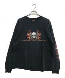 HARLEY-DAVIDSON（ハーレーダビッドソン）の古着「袖プリロングスリーブカットソー」｜ブラック