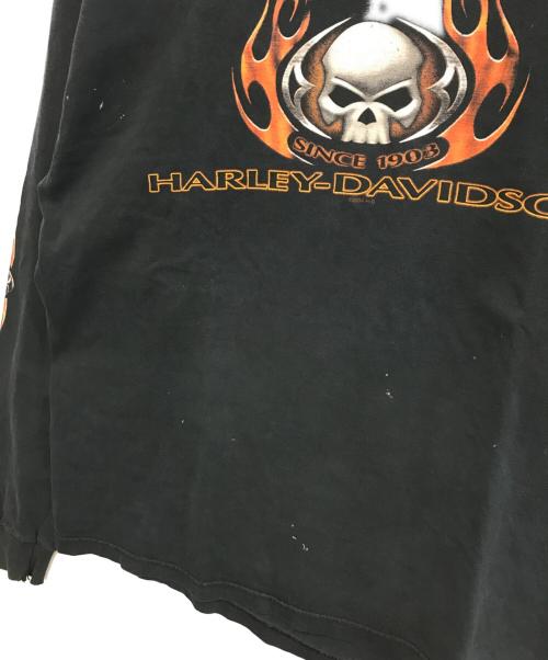 HARLEY-DAVIDSON（ハーレーダビッドソン）HARLEY-DAVIDSON (ハーレーダビッドソン) 袖プリロングスリーブカットソー ブラック サイズ:XLの古着・服飾アイテム