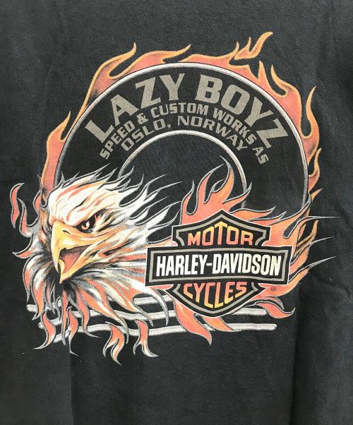 HARLEY-DAVIDSON（ハーレーダビッドソン）HARLEY-DAVIDSON (ハーレーダビッドソン) 袖プリロングスリーブカットソー ブラック サイズ:XLの古着・服飾アイテム