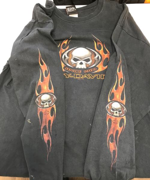 HARLEY-DAVIDSON（ハーレーダビッドソン）HARLEY-DAVIDSON (ハーレーダビッドソン) 袖プリロングスリーブカットソー ブラック サイズ:XLの古着・服飾アイテム