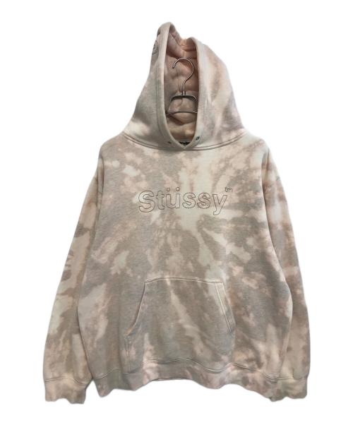 stussy（ステューシー）stussy (ステューシー) ダイダイ染めプリントパーカー ピンク サイズ:XLの古着・服飾アイテム