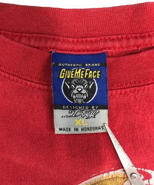 give me face（ギブ・ミー・フェイス）give me face (ギブ・ミー・フェイス) 00s プリントTシャツ レッド サイズ:XLの古着・服飾アイテム