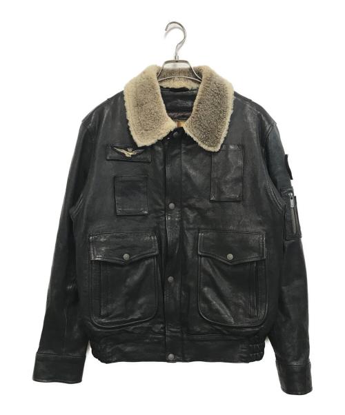AERONAUTICA MILITARE（アエロナウティカ ミリターレ）AERONAUTICA MILITARE (アエロナウティカ ミリターレ) フライトジャケット ブラック サイズ:50の古着・服飾アイテム