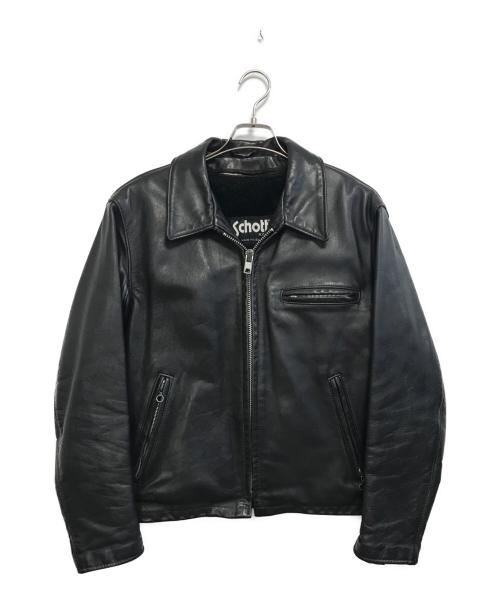 Schott（ショット）Schott (ショット) 襟付きシングルライダースジャケット ブラック サイズ:40の古着・服飾アイテム
