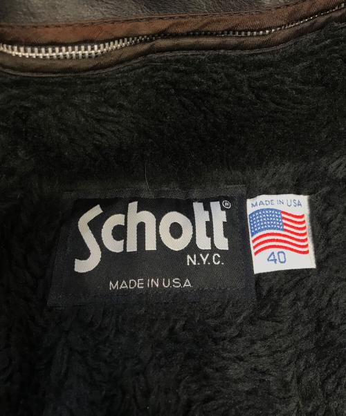 Schott（ショット）Schott (ショット) 襟付きシングルライダースジャケット ブラック サイズ:40の古着・服飾アイテム