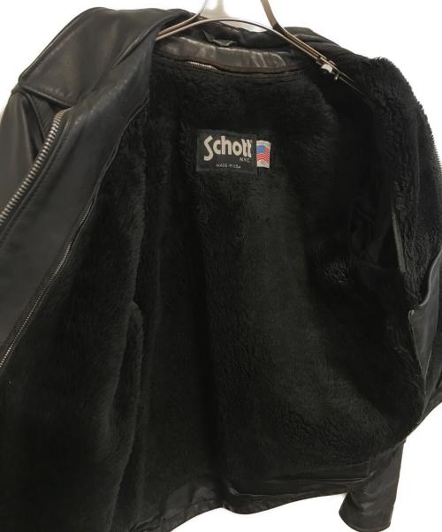 Schott（ショット）Schott (ショット) 襟付きシングルライダースジャケット ブラック サイズ:40の古着・服飾アイテム