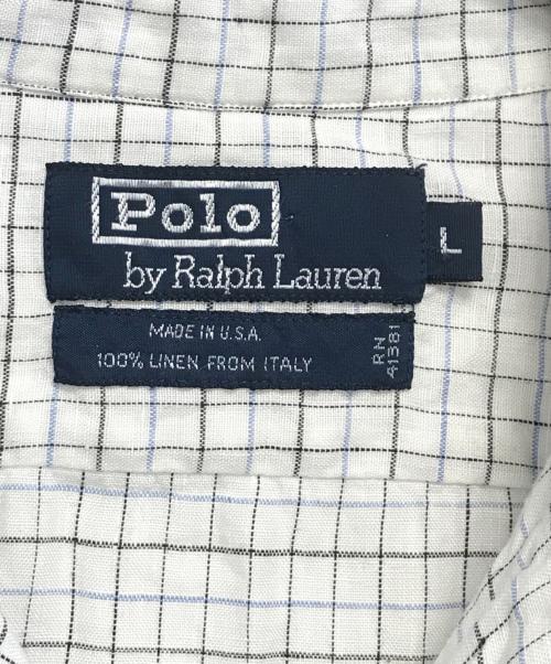 POLO RALPH LAUREN（ポロ・ラルフローレン）POLO RALPH LAUREN (ポロ・ラルフローレン) ピンチェックオープンカラーシャツ ホワイト サイズ:Lの古着・服飾アイテム