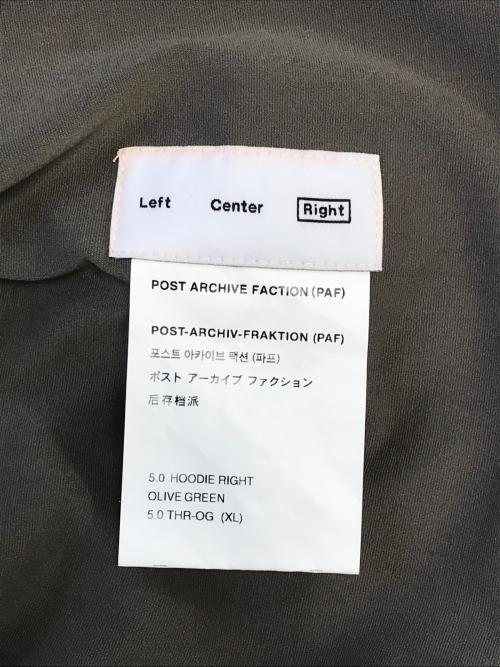 POST ARCHIVE FACTION (PAF)（ポストアーカイブファクション）POST ARCHIVE FACTION (PAF) (ポストアーカイブファクション) 5.0 hoodie オリーブ サイズ:XLの古着・服飾アイテム