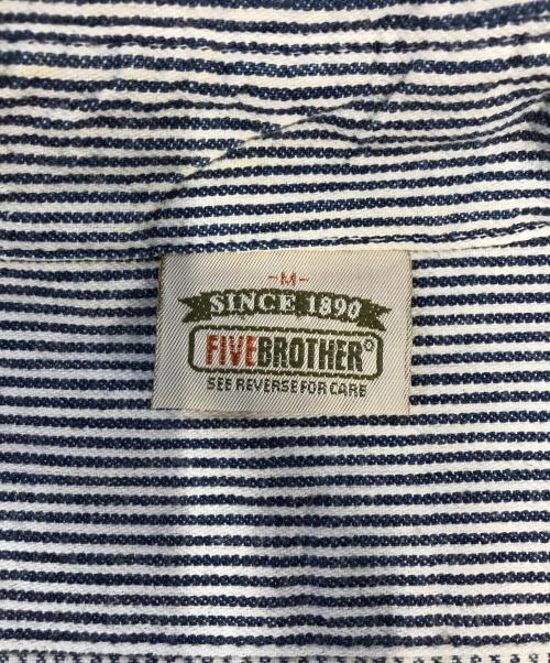 FIVE BROTHER（ファイブブラザー）FIVE BROTHER (ファイブブラザー) ヒッコリーハーフジップシャツ ホワイト×インディゴ サイズ:Mの古着・服飾アイテム