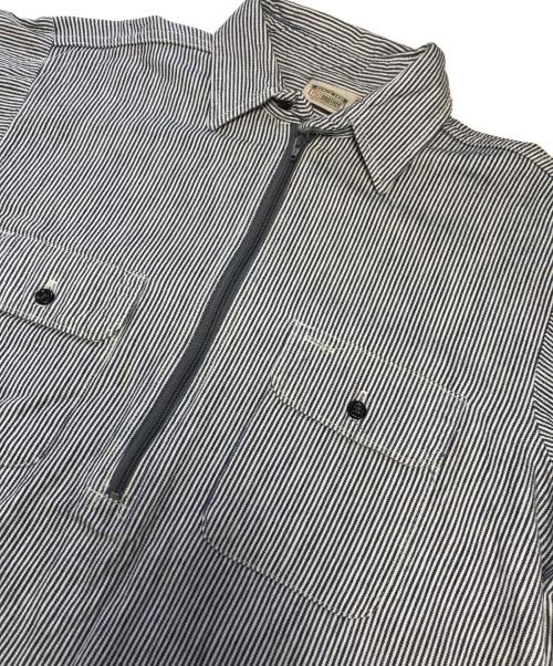 FIVE BROTHER（ファイブブラザー）FIVE BROTHER (ファイブブラザー) ヒッコリーハーフジップシャツ ホワイト×インディゴ サイズ:Mの古着・服飾アイテム