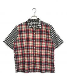 COMME des GARCONS HOMME（コムデギャルソン オム）の古着「開襟切替チェックシャツ」｜ブラック×レッド