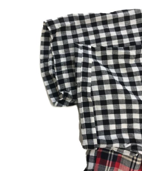COMME des GARCONS HOMME（コムデギャルソン オム）COMME des GARCONS HOMME (コムデギャルソン オム) 開襟切替チェックシャツ ブラック×レッド サイズ:表記なしの古着・服飾アイテム