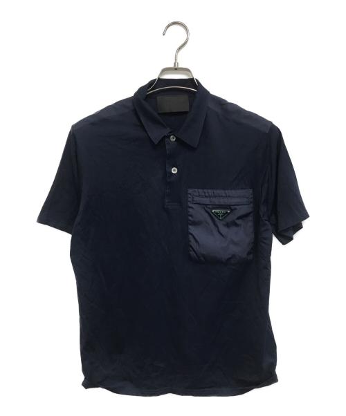 PRADA（プラダ）PRADA (プラダ) トライアングルロゴ ポロシャツ ネイビー サイズ:Mの古着・服飾アイテム