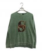 stussyステューシー）の古着「カモフラロゴスウェット」｜グリーン