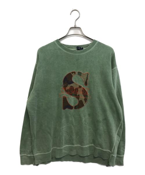 stussy（ステューシー）stussy (ステューシー) カモフラロゴスウェット グリーン サイズ:Mの古着・服飾アイテム