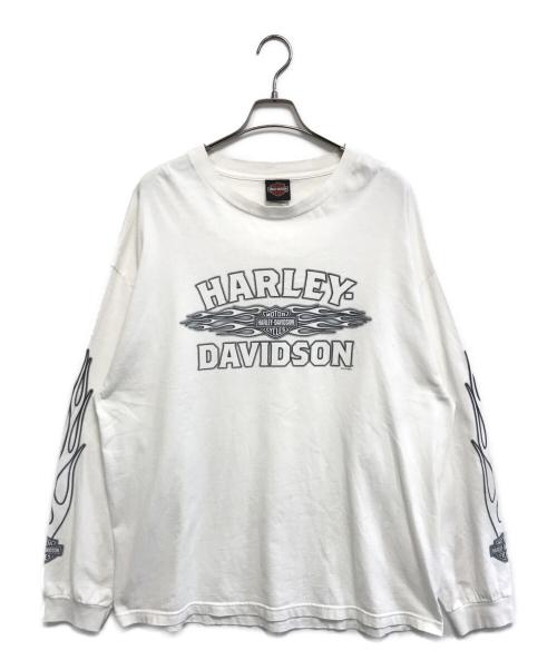 モーターサイクルロングスリーブTシャツ（モーターサイクルロングスリーブTシャツ）モーターサイクルロングスリーブTシャツ (モーターサイクルロングスリーブTシャツ) 10s HARLEY-DAVIDSON(ハーレーダビッドソン) モーターサイクルロングスリーブTシャツ ホワイト サイズ:2XLの古着・服飾アイテム