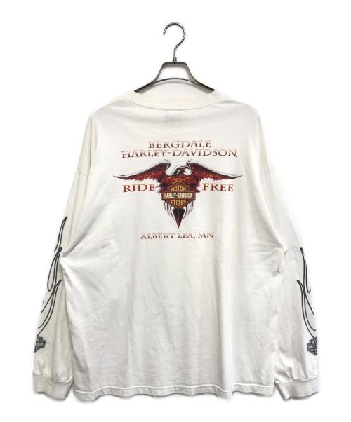 モーターサイクルロングスリーブTシャツ（モーターサイクルロングスリーブTシャツ）モーターサイクルロングスリーブTシャツ (モーターサイクルロングスリーブTシャツ) 10s HARLEY-DAVIDSON(ハーレーダビッドソン) モーターサイクルロングスリーブTシャツ ホワイト サイズ:2XLの古着・服飾アイテム