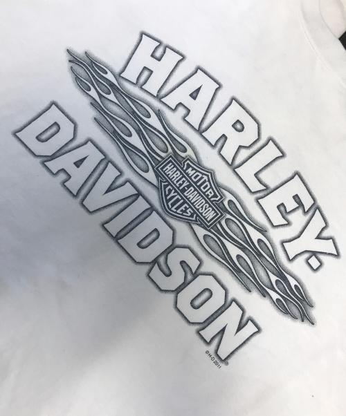 モーターサイクルロングスリーブTシャツ（モーターサイクルロングスリーブTシャツ）モーターサイクルロングスリーブTシャツ (モーターサイクルロングスリーブTシャツ) 10s HARLEY-DAVIDSON(ハーレーダビッドソン) モーターサイクルロングスリーブTシャツ ホワイト サイズ:2XLの古着・服飾アイテム