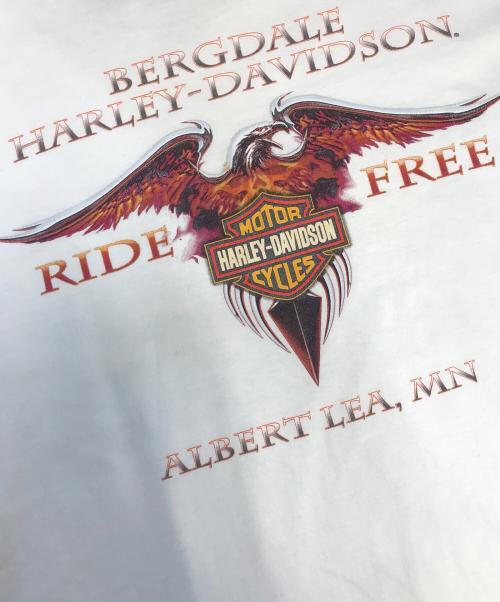 モーターサイクルロングスリーブTシャツ（モーターサイクルロングスリーブTシャツ）モーターサイクルロングスリーブTシャツ (モーターサイクルロングスリーブTシャツ) 10s HARLEY-DAVIDSON(ハーレーダビッドソン) モーターサイクルロングスリーブTシャツ ホワイト サイズ:2XLの古着・服飾アイテム